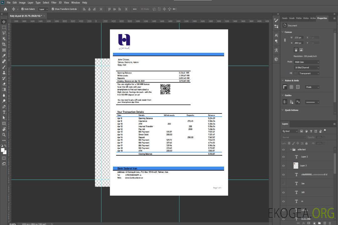 Déclaration de la banque iranienne Sederet Iran template Déclaration de la banque iranienne Sederet Iran template